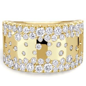 Italo Scattered Waterfall Round Cut Wide Wedding Band For Women