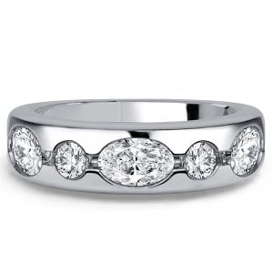 Italo Flush Set Oval & Round Cut Half Eternity Wedding Band For Women