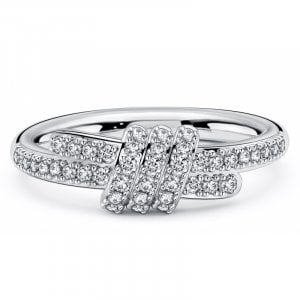 Italo Spiral Design Micro Pave Round Cut Wedding Band For Women