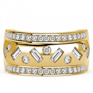 Italo Flush Set Waterfall Baguette & Round Cut Eternity Band Ring For Women