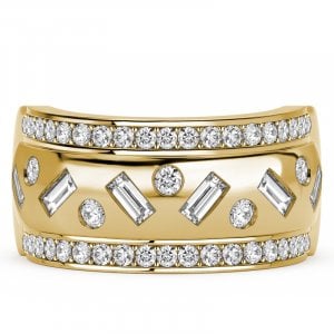 Italo Flush Set Waterfall Baguette & Round Cut Eternity Band Ring For Women