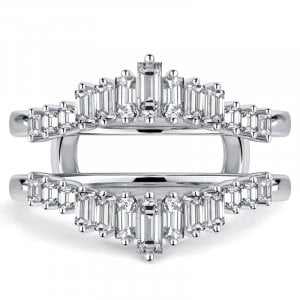 Italo Baguette Cut Ring Guard Enhancer Wedding Band Ring For Women