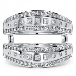 Italo Princess & Round Cut Ring Guard Enhancer Wedding Band Ring For Women