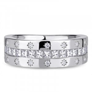 Italo Channel Set Princess Cut Half Eternity Wedding Band For Women