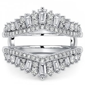 Italo Tap Baguette Cut Ring Guard Enhancer Wedding Band Ring For Women