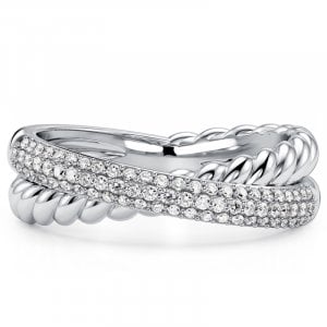 Italo Micro Pave Round Cut Criss-Cross Wedding Band Infinity Ring