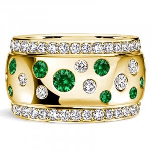 Italo Flush Set Waterfall Emerald & White Sapphire Eternity Band For Women