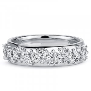 Italo Pear & Round Cut Half Eternity Wedding Band Ring For Women