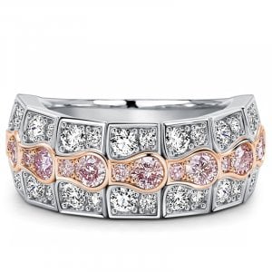 Italo Two-Tone Round Cut Pink & White Sapphire Wedding Band Ring