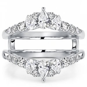 Italo Crown Pear Ring Guard Enhancer Wedding Band Ring For Women