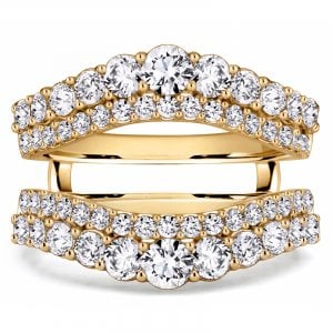 Italo Golden Crown Round Cut Ring Guard Enhancer Wedding Band Ring For Women