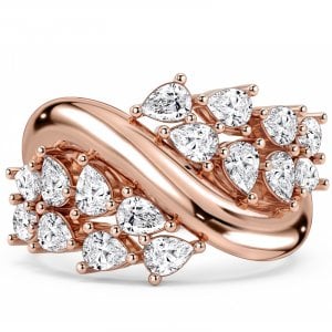 Italo Cluster Bypass Pear Cut Anniversary Band Ring For Women