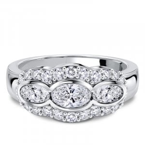 Italo East West Oval Cut Bezel Setting Anniversary Band Ring For Women