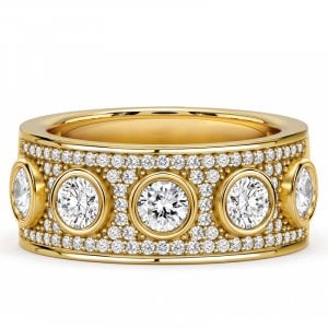 Italo Golden Bezel Set Round Cut Half Eternity Band Ring For Women