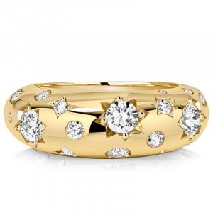 Italo Gypsy Setting Round Cut Wedding Band Ring For Women Cocktail Rings