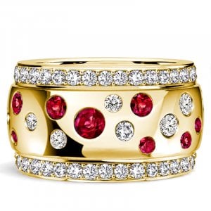 Italo Flush Set Waterfall Ruby & White Sapphire Eternity Band Ring For Women