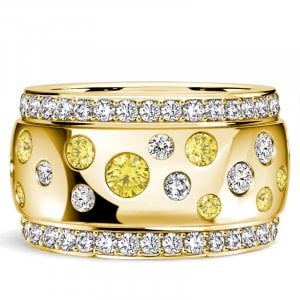 Italo Multi Row Flush Set Waterfall Yellow Topaz Band Ring For Women