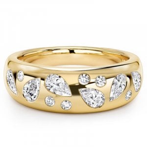 Italo Flush Setting Pear & Round Cut Half Eternity Wedding Band Ring For Women