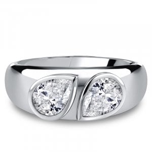 Italo Toi Et Moi Bezel Setting Pear Cut Wedding Band Ring For Women