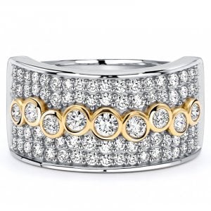 Italo Two Tone Bezel Setting Round Cut Eternity Band Ring For Women