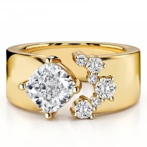 Italo Waterfall Cushion Cut Open Wedding Band Ring For Women