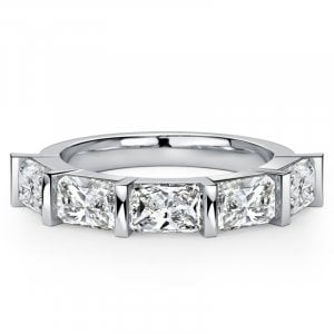Italo Bar Setting Radiant Cut Five Stone Wedding Band Ring For Women