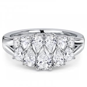 Italo Interlaced Pear Cut Half Eternity Anniversary Band Ring For Women