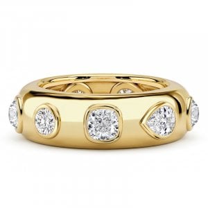 Italo Golden Bezel Setting Multi Cut Eternity Band Ring For Women Anniversary