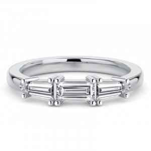 Italo Three Stone Baguette Band Ring Wedding Band For Women