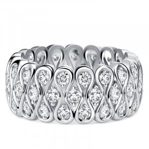 Italo Multi Row Bezel Setting Round Cut Eternity Wedding Band Ring For Women