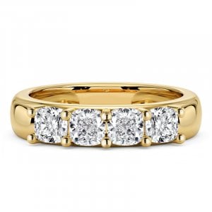 Italo Golden French Setting Cushion Cut Half Eternity Band Ring For Women