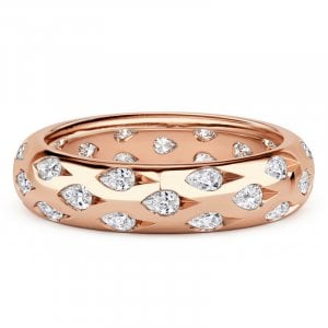 Italo East West Bezel Rose Gold Pear Cut Eternity Band Ring For Women