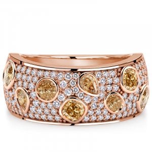 Italo Rose Gold Bezel Setting Multi Cut Champagne Half Eternity Band Ring