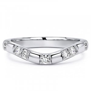 Italo 2 MM Round Cut Chevron Wedding Band Ring Matching Wedding Bands