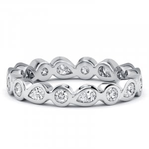 Italo Bezel Setting Pear & Round Cut Eternity Band Ring For Women
