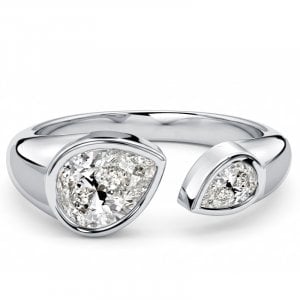 Italo Toi Et Moi Bezel Setting Pear Cut Open Band Ring For Women
