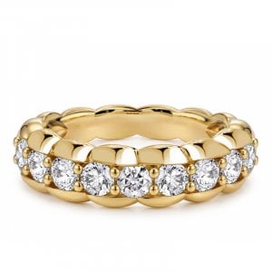 Italo Golden Scalloped Round Cut Half Eternity Band Ring For Women