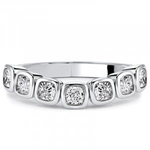 Italo Bezel Setting Cushion Cut Chevron Wedding Band Ring Matching Wedding Bands