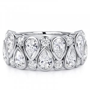 Italo Bezel Setting Pear Cut Half Eternity Band Ring Pear Wedding Rings