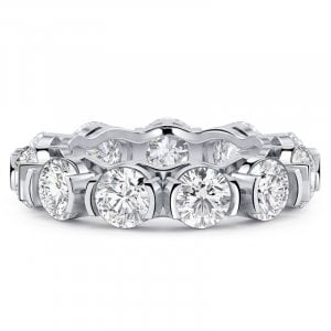 Italo Half Bezel Round Cut Eternity Wedding Band Ring For Women