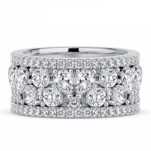 Italo Brilliant Multi Row Pear Cut Half Eternity Band Ring For Women Anniversary