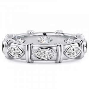 Italo Bezel Setting Marquise Cut Eternity Wedding Band Ring For Women