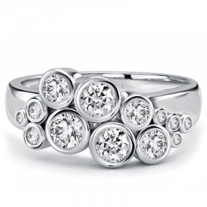 Italo Bezel Set Waterfall Round Cut Anniversary Band Ring For Women