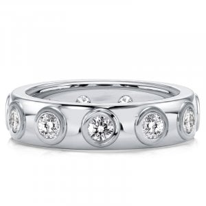 Italo Bezel Setting Round Cut Eternity Wedding Band Stackable Band Ring