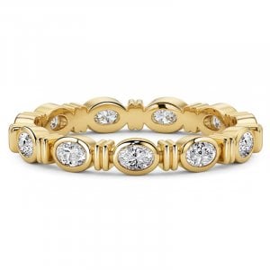 Italo Golden East West Bezel Setting Oval Cut Eternity Wedding Band For Women