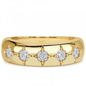 Italo Golden Gypsy Setting Five Stone Cushion Cut Wedding Band Ring For Women