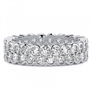 Italo Bezel Setting Multi Row Round Cut Eternity Wedding Band For Women