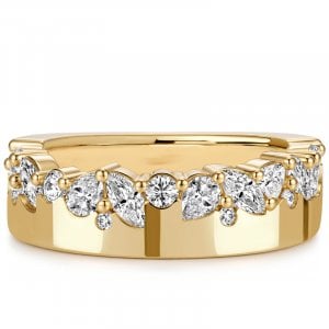 Italo Vintage Inspired Multi Cut Floral Cluster Half Eternity Band Ring