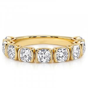 Italo Golden Half-bezel Cushion Cut Half Eternity Band For Women