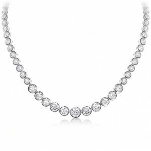 Classic Bezel Round Cut Tennis Necklace 
